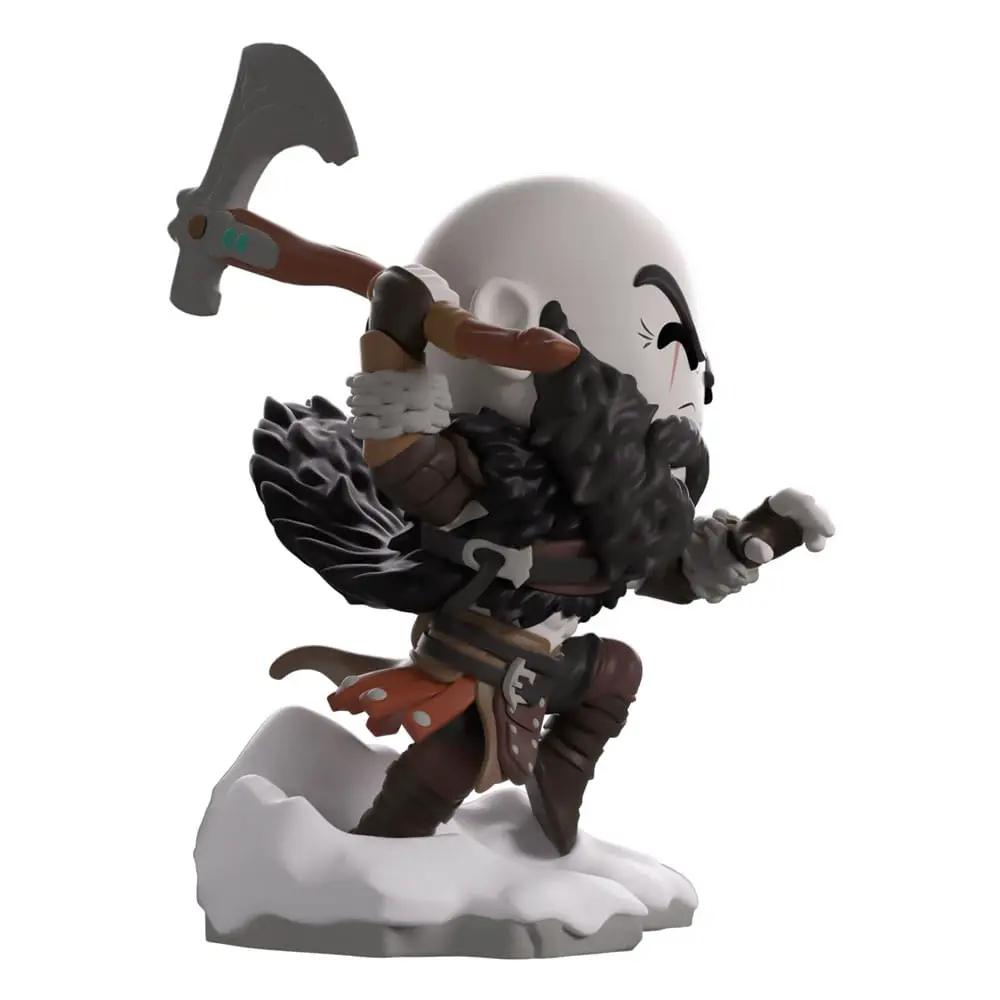 God of War figura de vinilo Kratos 10 cm de Youtooz, con hacha levantada y base de nieve.